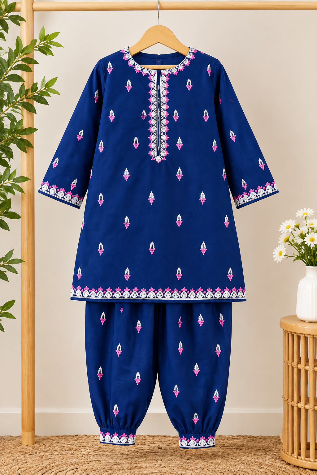 Girls’ Royal Embroidered Shalwar Kameez – Elegant 2-Piece Traditional Suit ✨