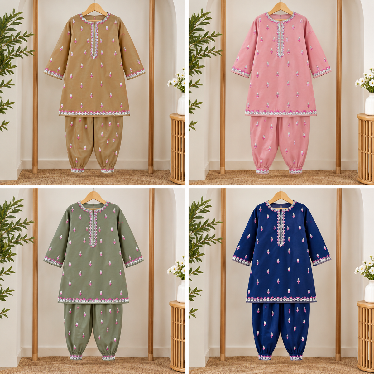 Girls’ Royal  Embroidered Shalwar Kameez – Elegant 2-Piece Traditional Suit ✨